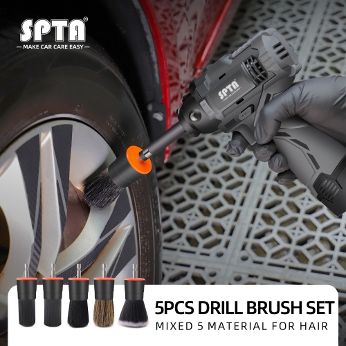 SPTA 5pcs Car Detailing Brush Boar Hair Detailing Brush Head For